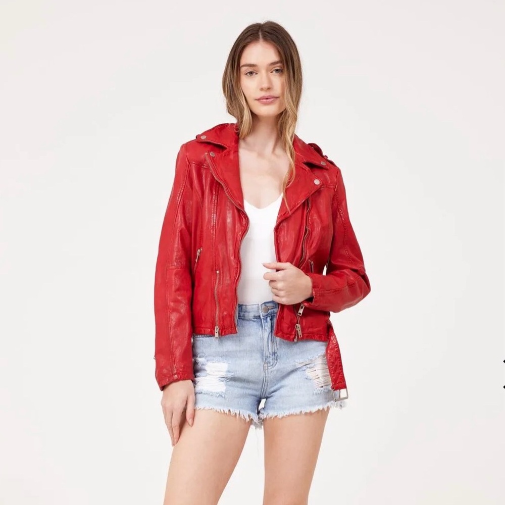 Red Leather Women's Jacket
